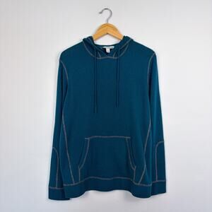 Autumn Cashmere Men's 100% Cashmere Hooded Sweater Turquoise Medium